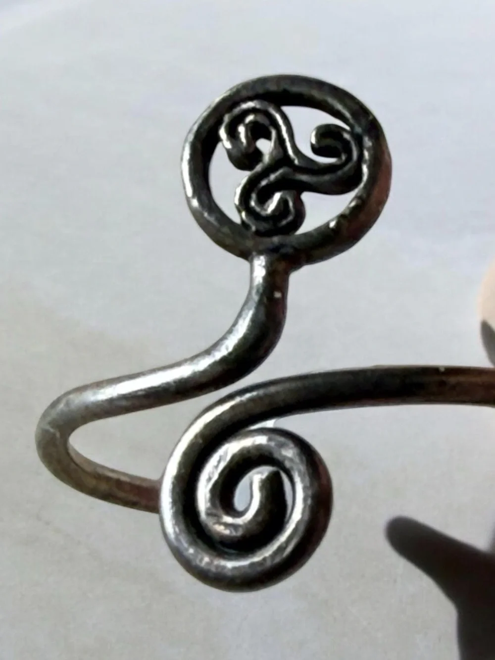 Vintage Bohemian Handcrafted Silver-Tone Spiral Open Wrap Ring!